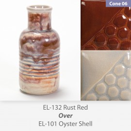 Rust Red EL132 over Oyster Shell EL101 Glaze Combination Rust Red EL132 over Oyster Shell EL101 Glaze Combination